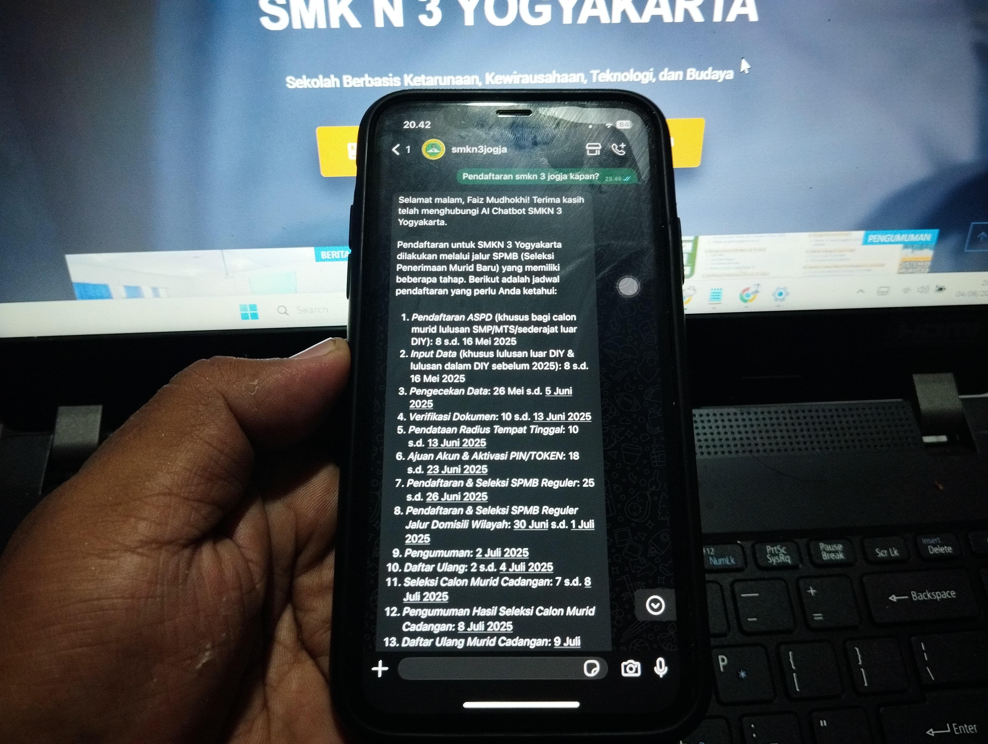 SMKN 3 Yogyakarta Luncurkan Chatbot AI Layanan SPMB