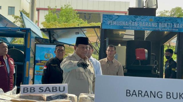 Prabowo Pimpin Pemusnahan 214,84 Ton Narkoba Senilai Rp 29,37 Triliun di Mabes Polri
