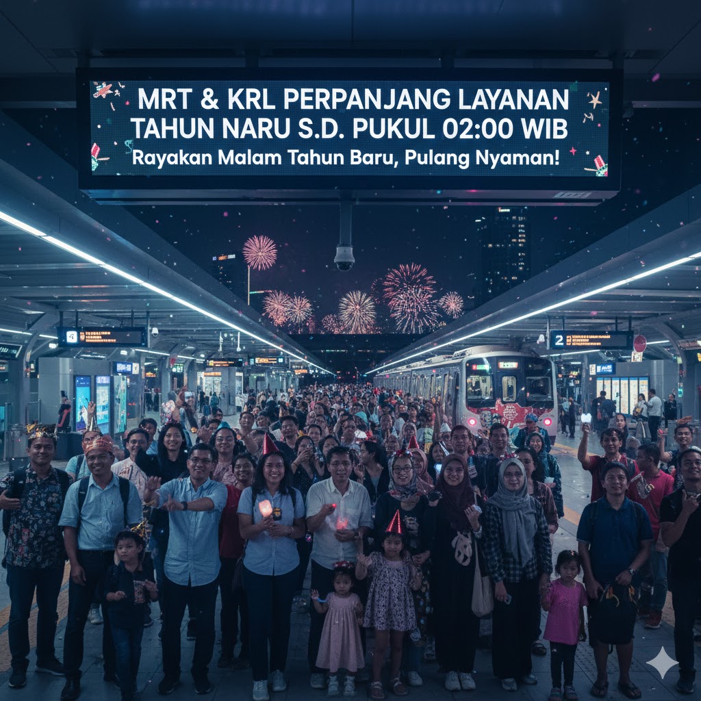 MRT, KRL, dan LRT Perpanjang Jam Operasional di Malam Tahun Baru