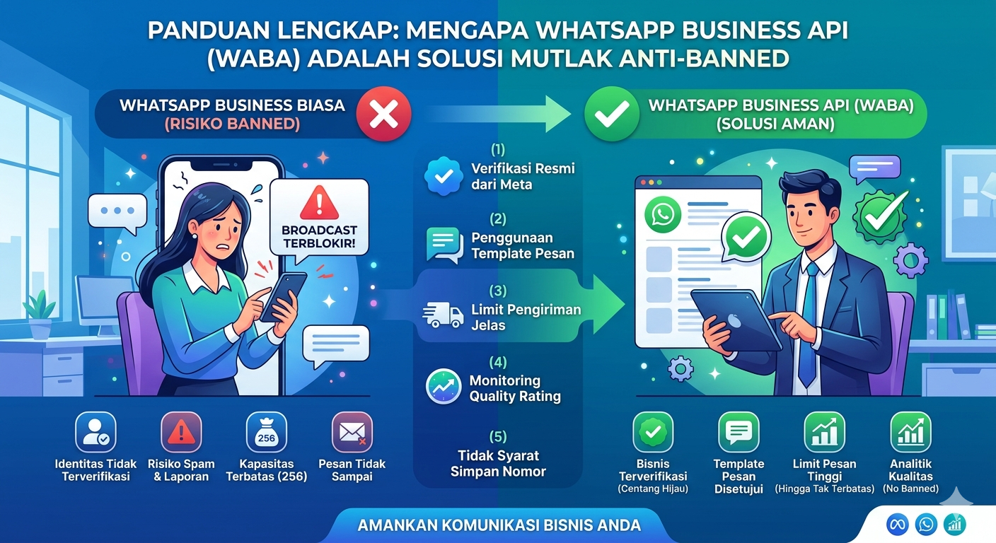 Mengapa WhatsApp Business API (WABA) Adalah Solusi Mutlak Anti-Banned bagi Bisnis 
