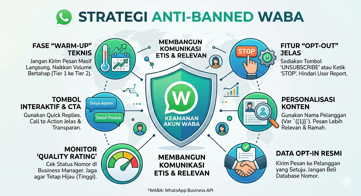 Strategi "Anti-Banned" pada Sistem WABA:  Buatkan artikelnya dengan lengkap