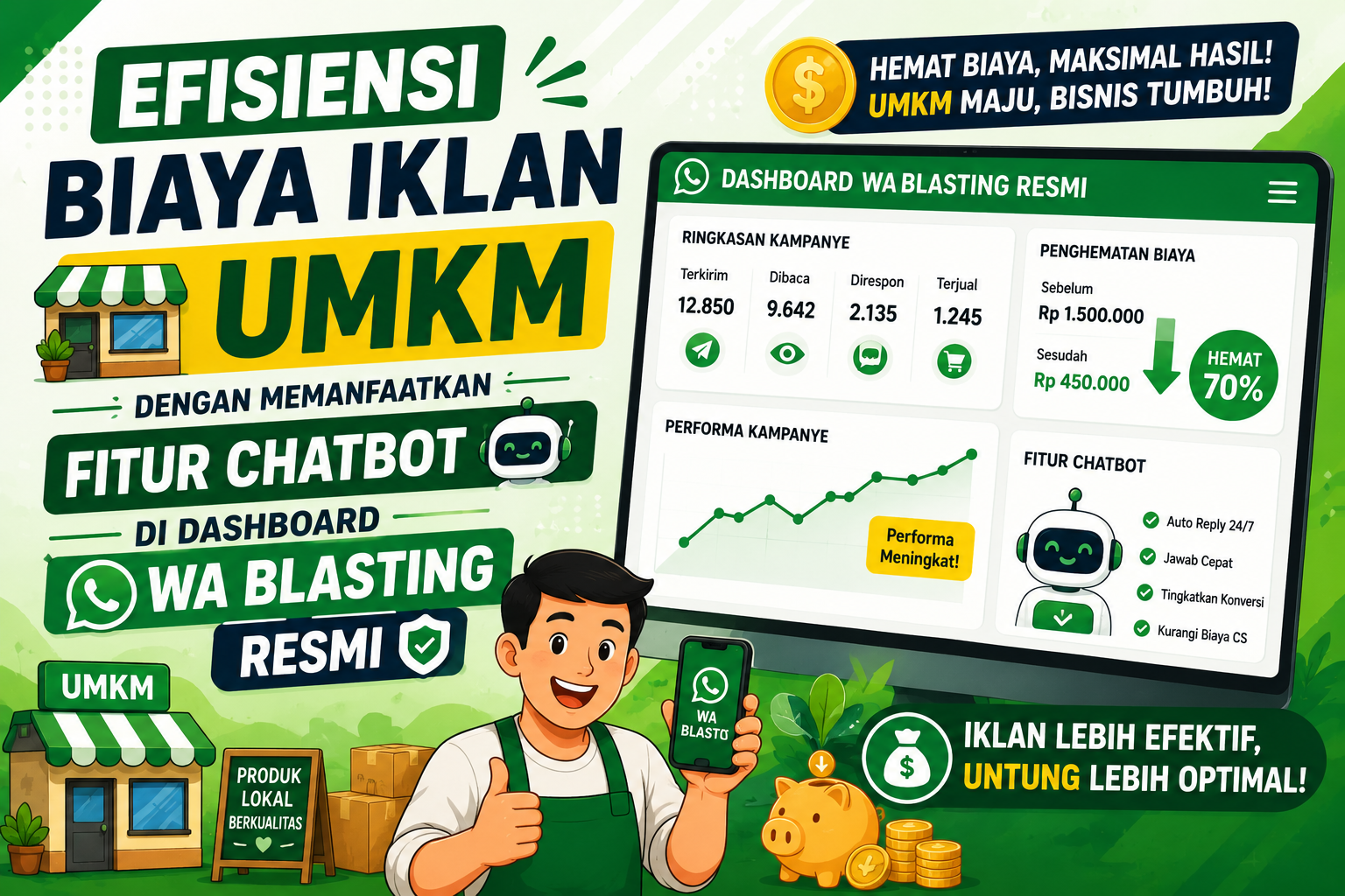 Efisiensi Biaya Iklan UMKM dengan Memanfaatkan Fitur Chatbot di Dashboard WA Blasting Resmi