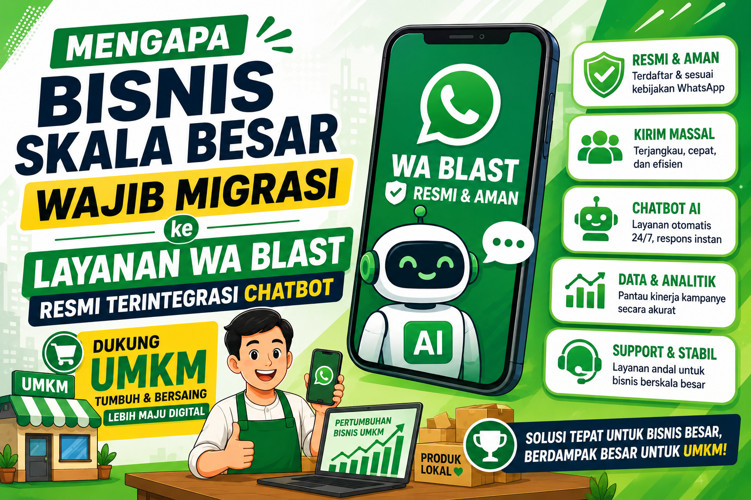 Mengapa Bisnis Skala Besar Wajib Migrasi ke Layanan WA Blast Resmi Terintegrasi Chatbot