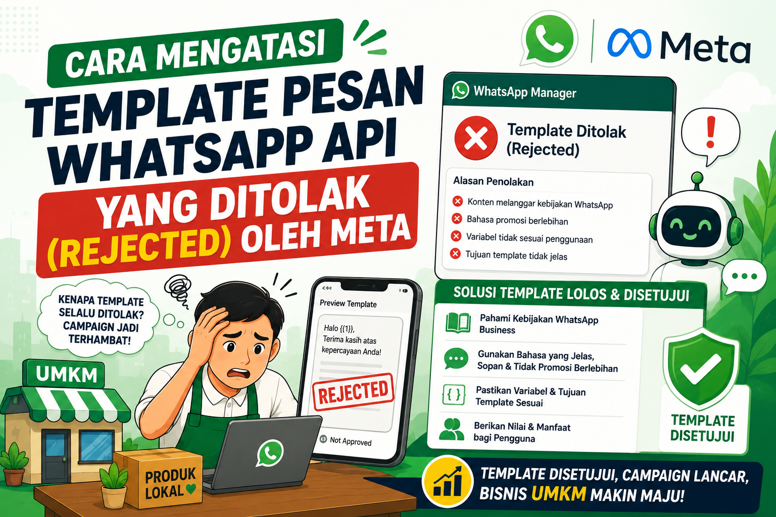 Cara Mengatasi Template Pesan WhatsApp API yang Ditolak (Rejected) oleh Meta
