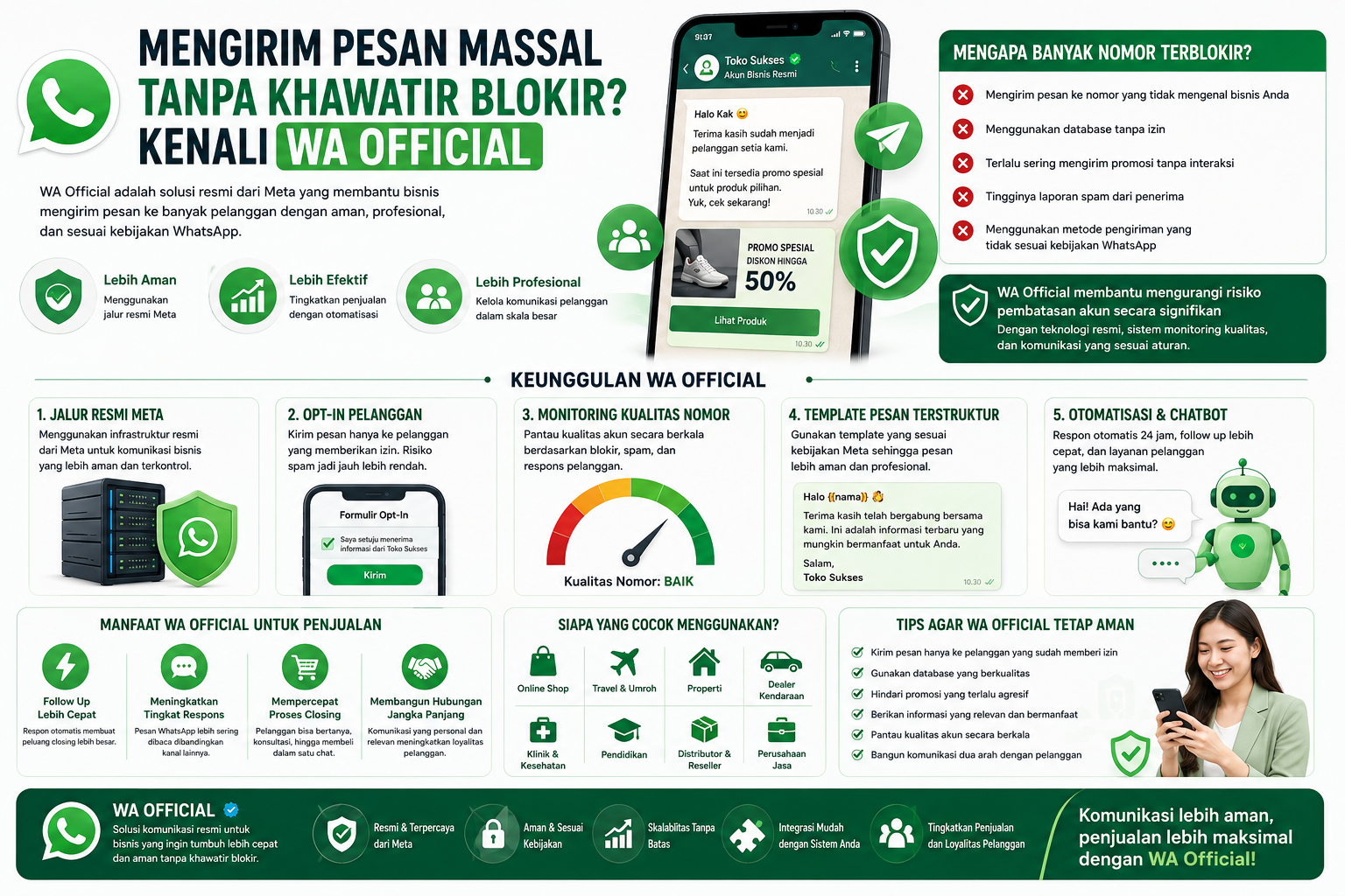Mengirim Pesan Massal Tanpa Khawatir Blokir? Kenali WA Official