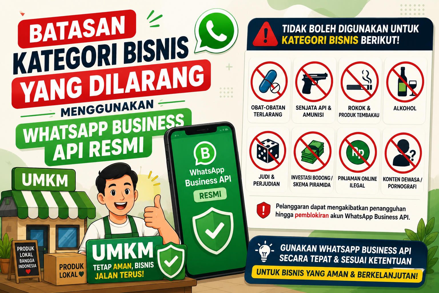 Batasan Kategori Bisnis yang Dilarang Menggunakan WhatsApp Business API Resmi