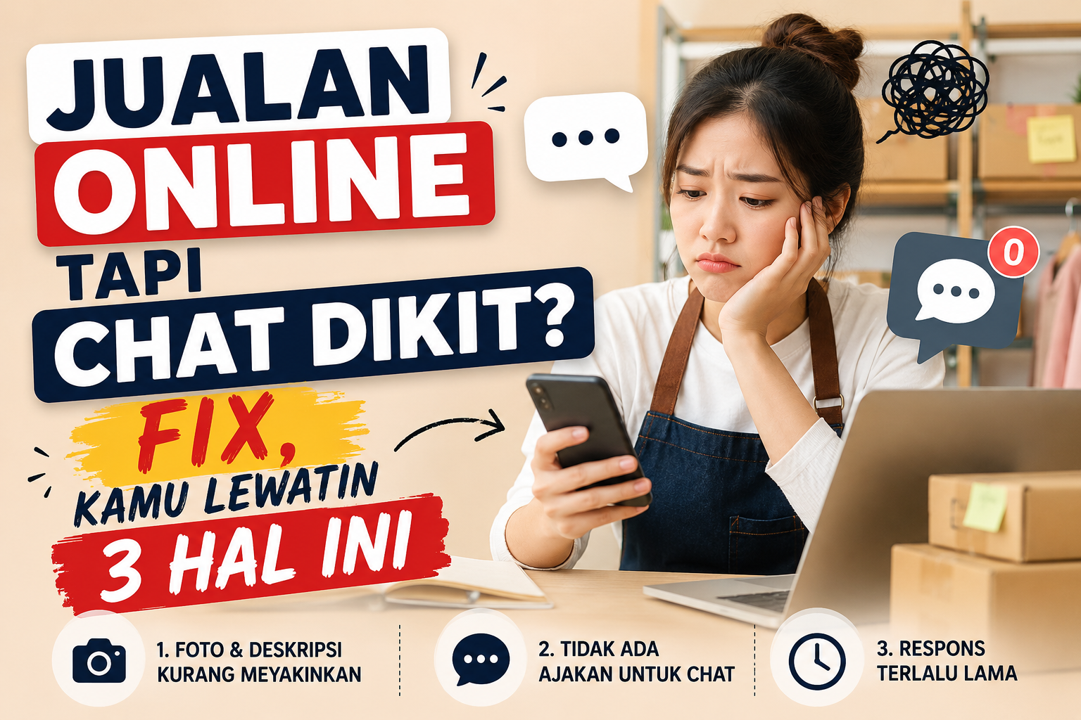 Jualan Online Tapi Chat Dikit? Fix, Kamu Lewatin 3 Hal Ini
