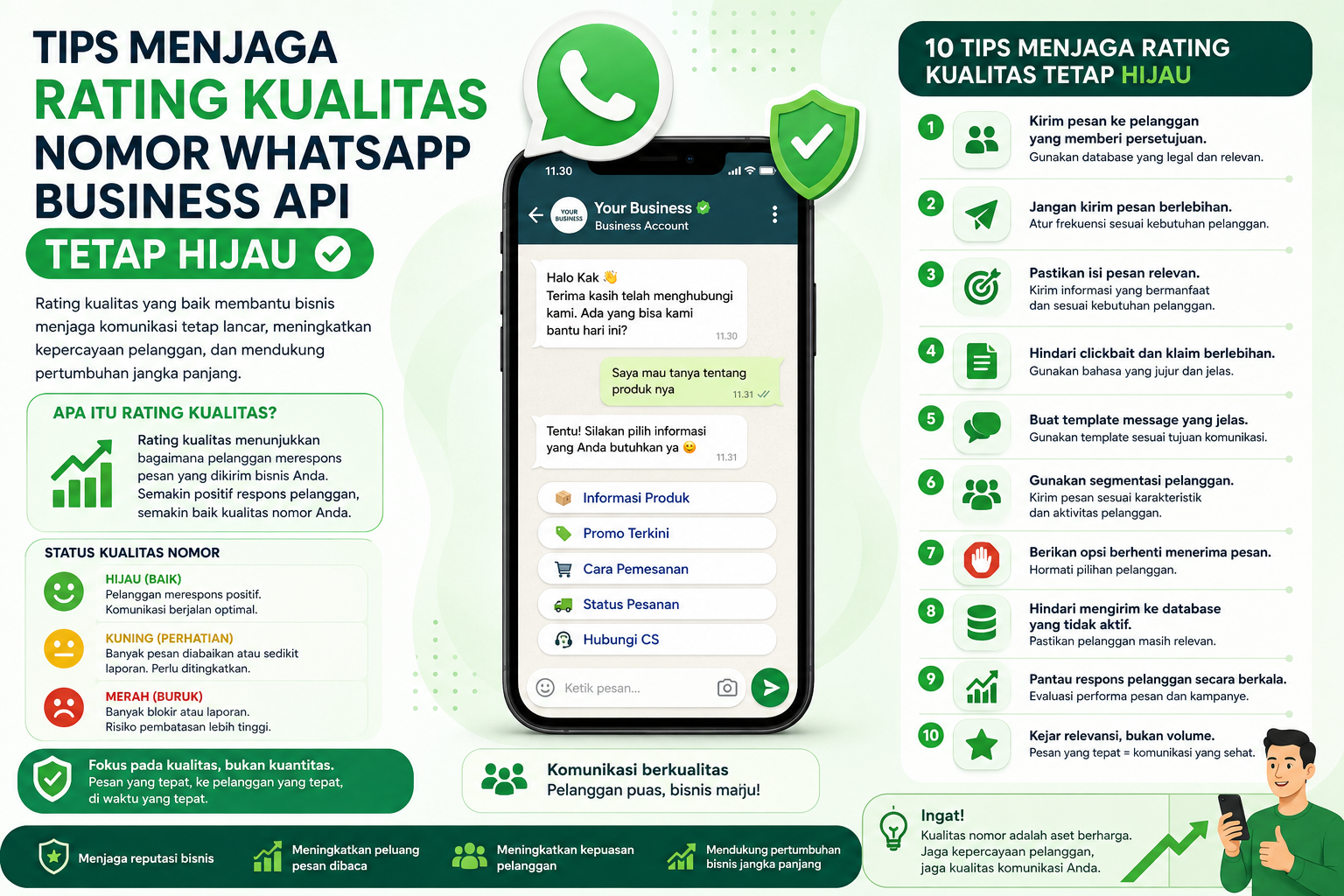 Tips Menjaga Rating Kualitas Nomor WhatsApp Business API Tetap Hijau