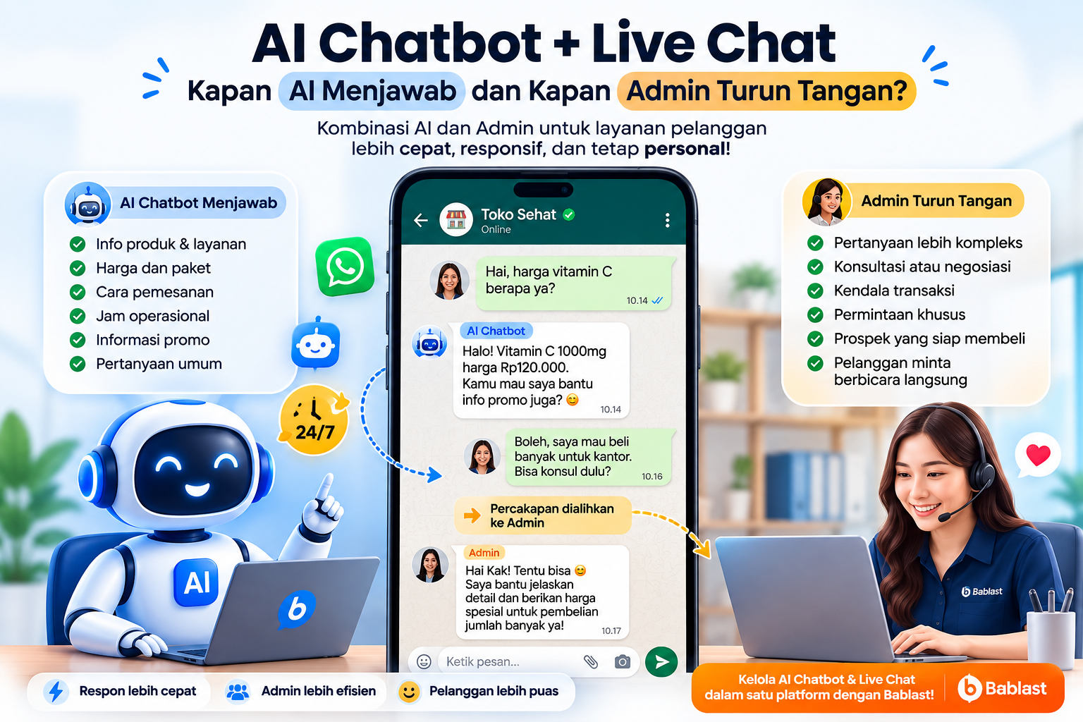 AI Chatbot + Live Chat: Kapan AI Menjawab dan Kapan Admin Turun Tangan?