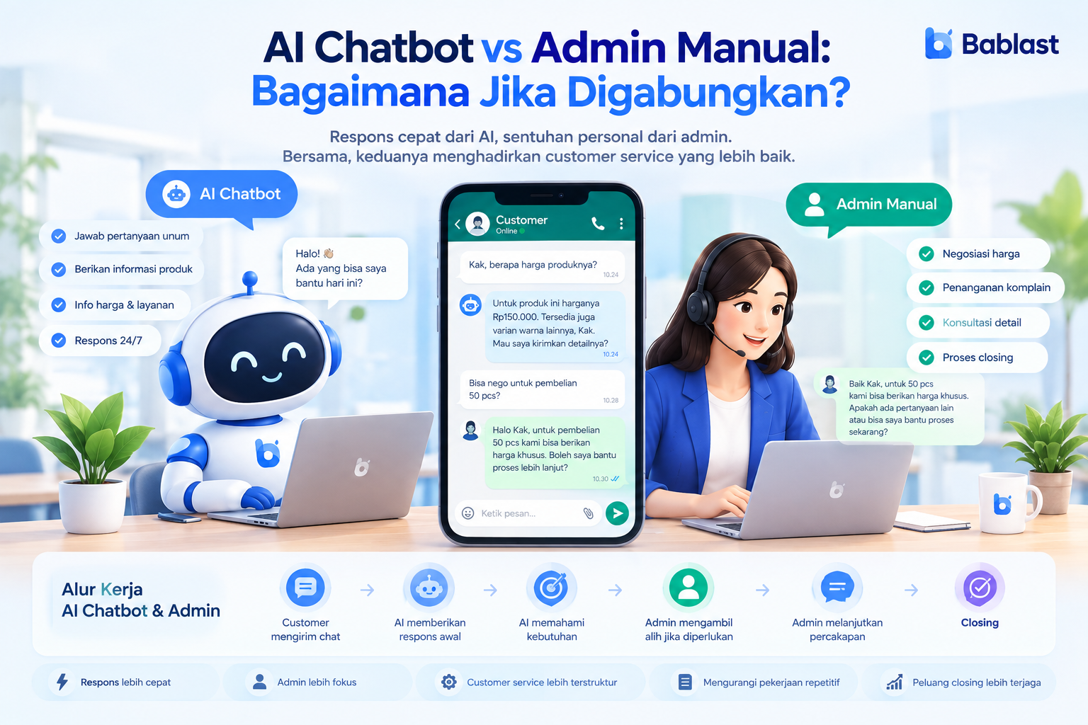 AI Chatbot vs Admin Manual: Bagaimana Jika Digabungkan?