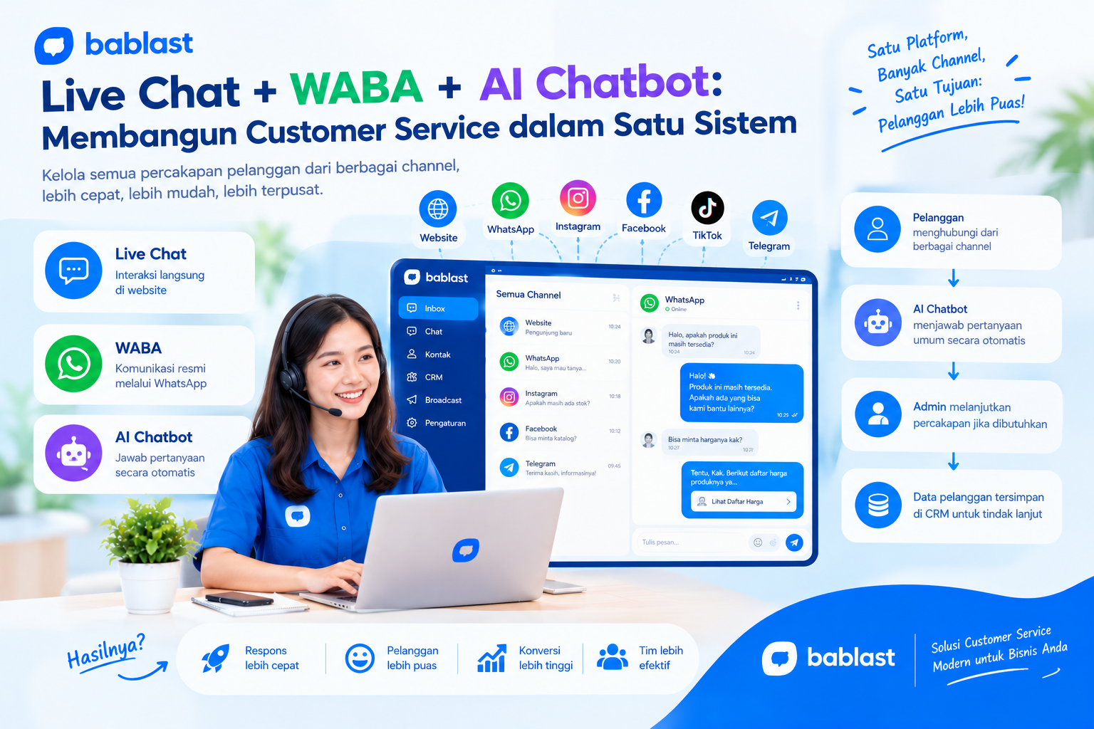 Live Chat + WABA + AI Chatbot: Membangun Customer Service dalam Satu Sistem
