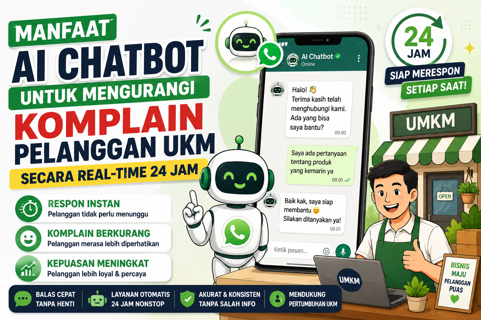 Manfaat AI Chatbot untuk Mengurangi Komplain Pelanggan UKM Secara Real-Time 24 Jam