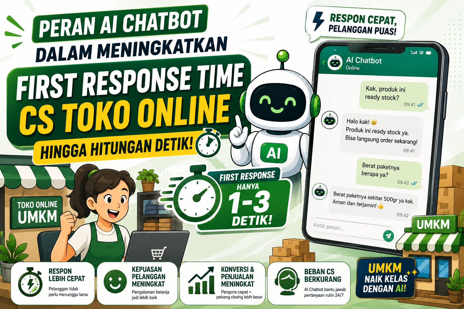 Peran AI Chatbot dalam Meningkatkan First Response Time CS Toko Online Hingga Hitungan Detik