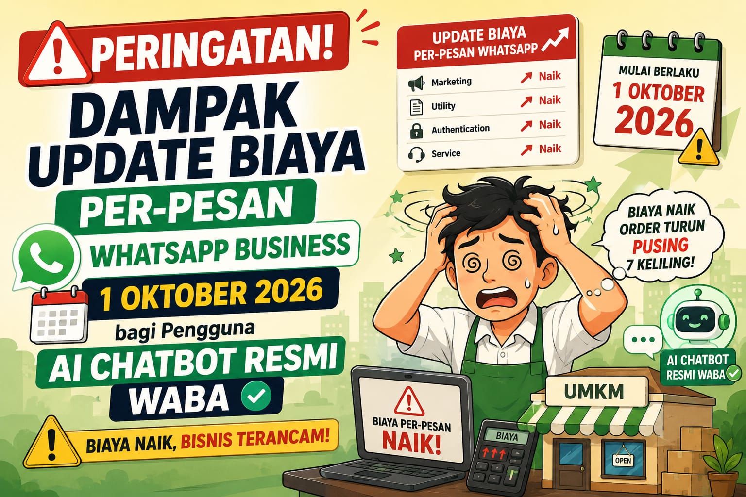 Dampak Update Biaya Per-Pesan WhatsApp Business 1 Oktober 2026 bagi Pengguna AI Chatbot Resmi WABA