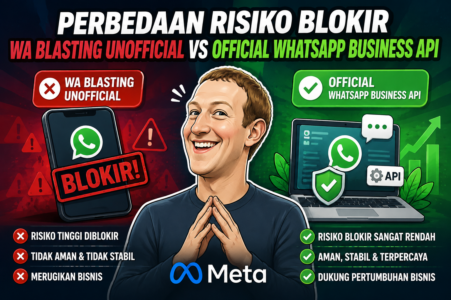 Perbedaan Risiko Blokir WA Blasting Unofficial vs Official WhatsApp Business API