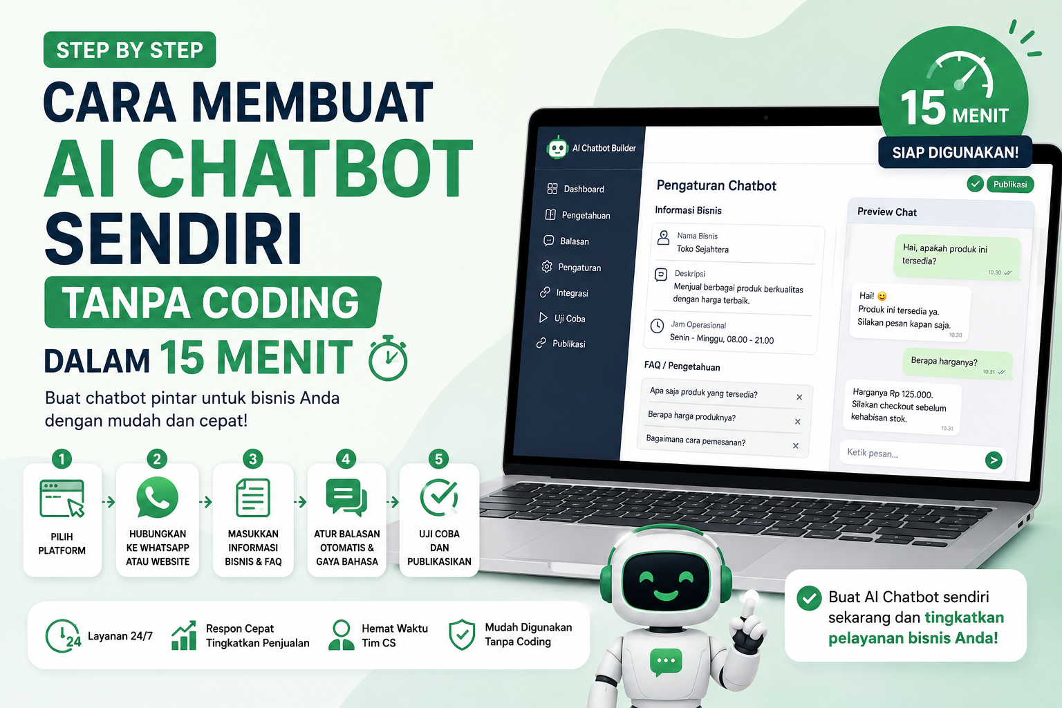 Cara Membuat AI Chatbot Sendiri Tanpa Coding dalam 15 Menit