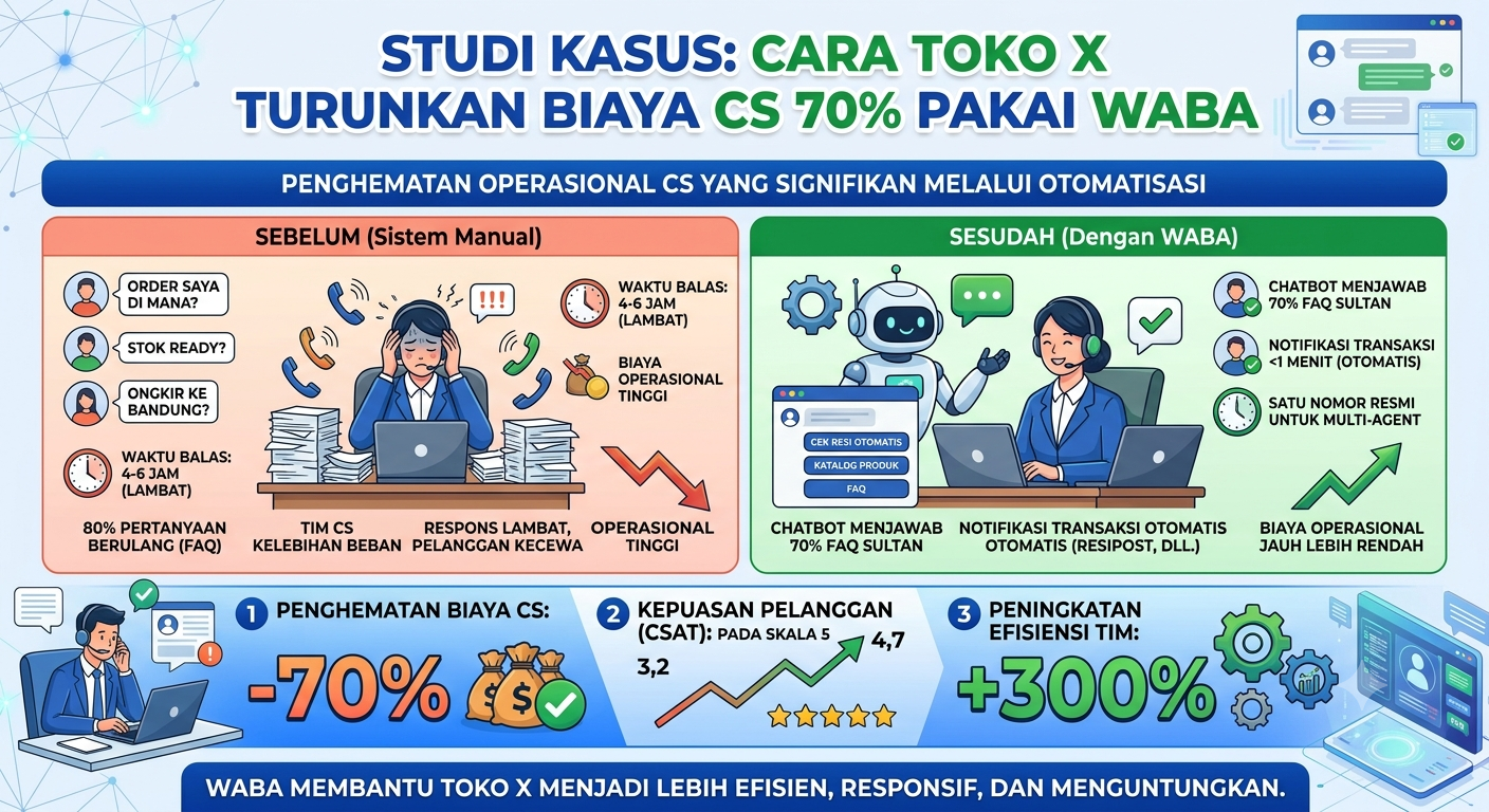 Studi Kasus: Cara Toko X Turunkan Biaya CS 70% Pakai WABA