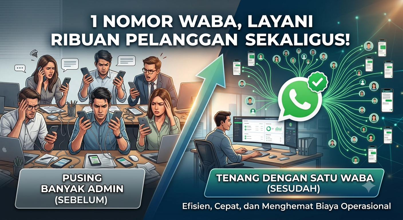 Gak Perlu Admin 10 Orang: 1 WABA Bisa Layani 1000 Customer Sekaligus!