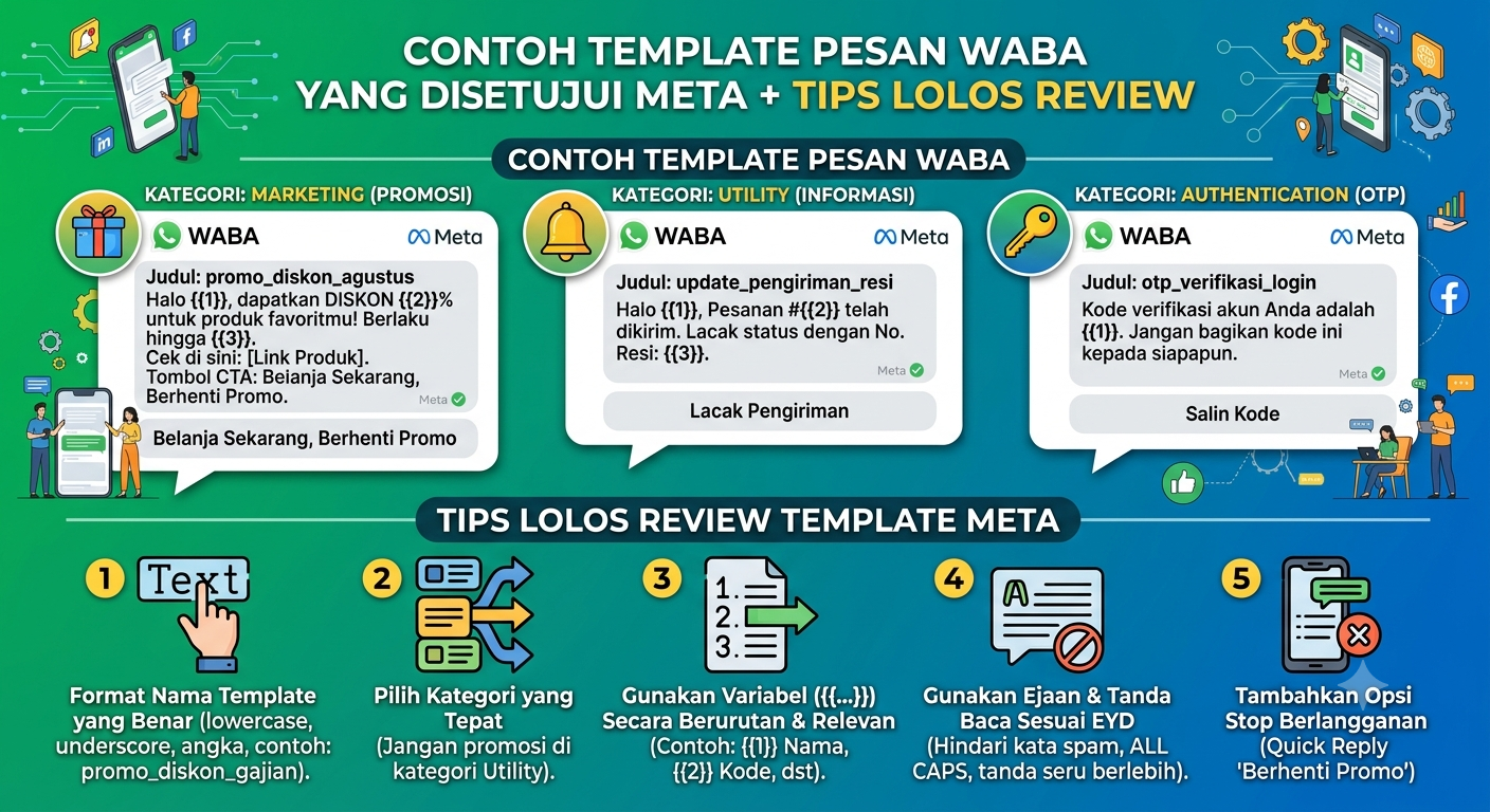 Contoh Template Pesan WABA yang Disetujui Meta + Tips Lolos Review