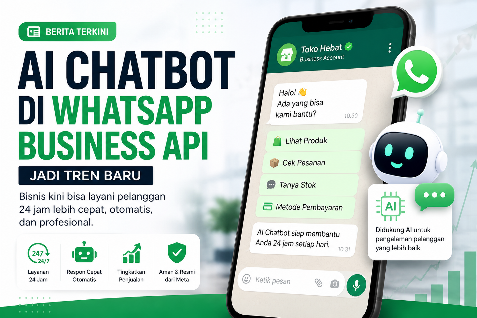 AI Chatbot di WhatsApp Business API Jadi Tren Baru, Bisnis Kini Bisa Layani Pelanggan 24 Jam