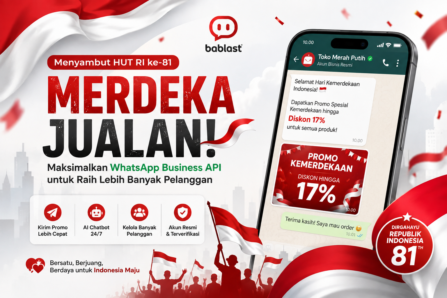 Sambut HUT RI ke-81, UMKM Diajak Maksimalkan WhatsApp Business API untuk Tingkatkan Penjualan
