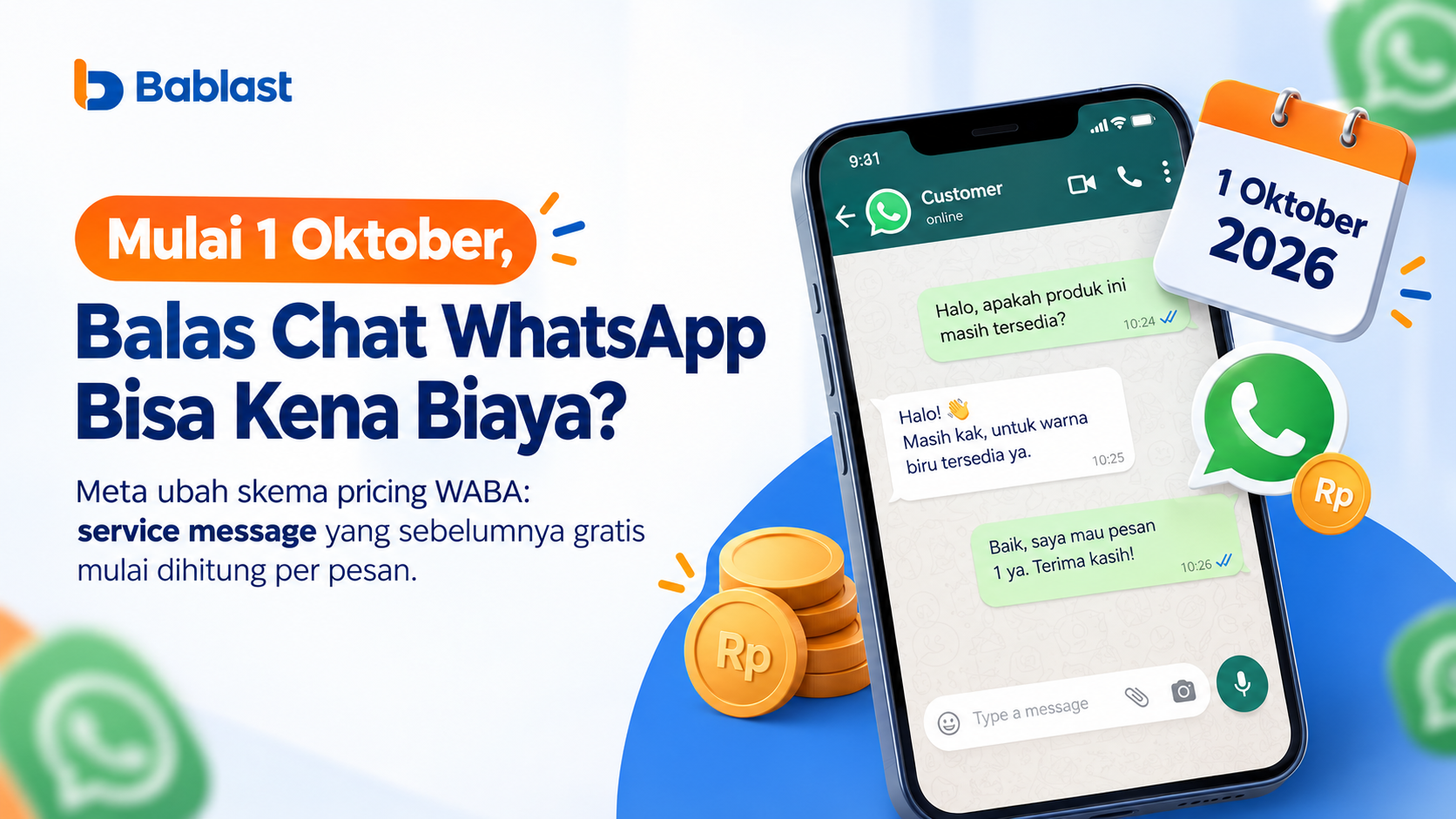 WhatsApp API Per 1 Oktober 2026: Perubahan Harga Pesan yang Perlu Diketahui