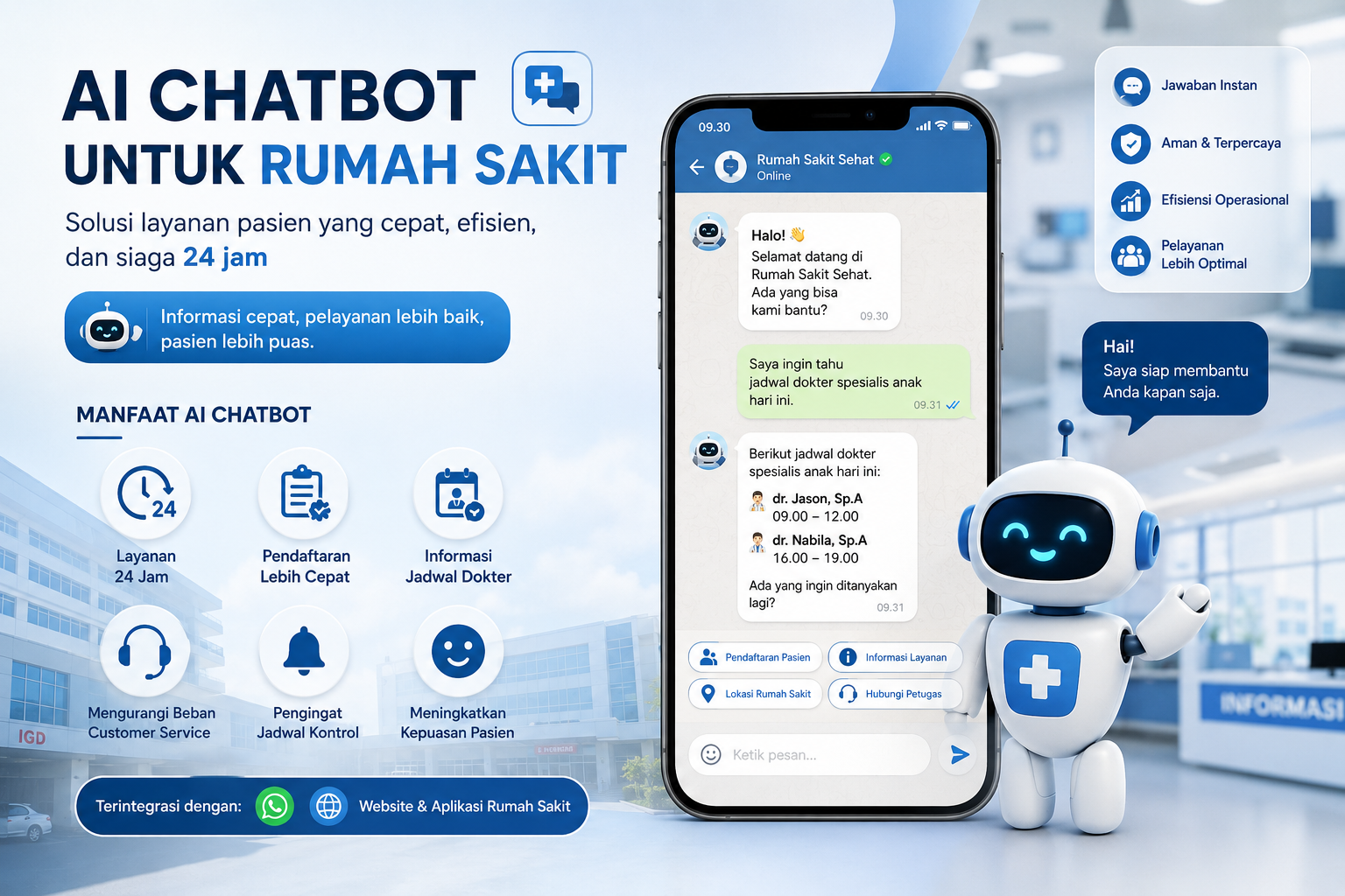# AI Chatbot untuk Rumah Sakit: Solusi Layanan Pasien yang Cepat, Efisien, dan Siaga 24 Jaml