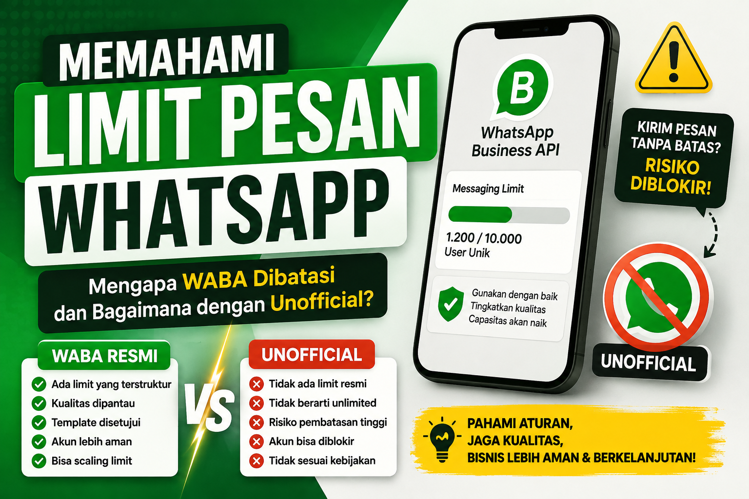 Memahami Limit Pesan WhatsApp: Mengapa WABA Dibatasi dan Bagaimana dengan Unofficial?