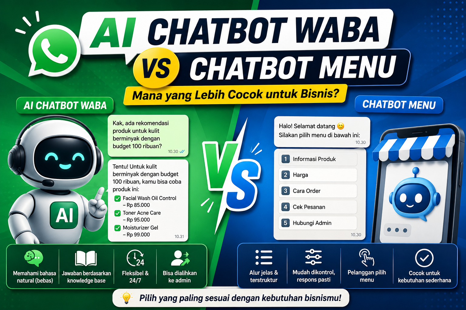 AI Chatbot WABA vs Chatbot Menu: Mana yang Lebih Cocok untuk Bisnis?